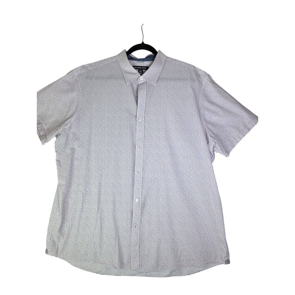 Michael Kors Men's Classic Fit Geometric Print Short Sleeve ButtonDown Shirt 3xl